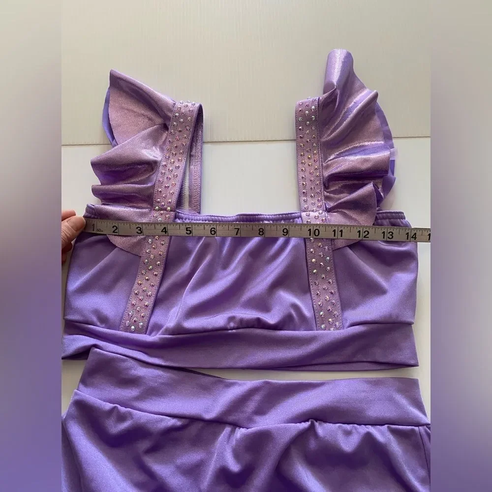 Kelle solo dance costom custume purple lavender 2 piece acro jazz 2867 MA adult